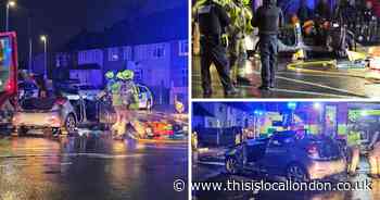 Photos show aftermath of Dagenham crash as woman in hospital