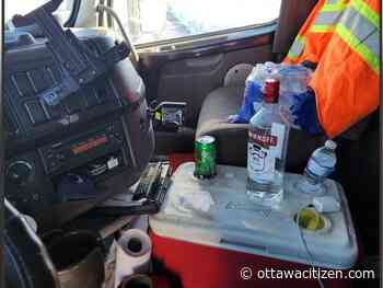 Trucker charged with impaired driving after vodka bottle, mixers and snacks in truck cab