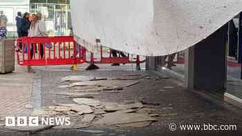 Plasterboard collapses on to shops in town centre