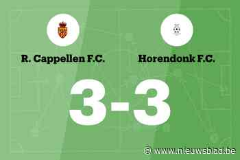 Cappellen B speelt gelijk in thuiswedstrijd tegen Horendonk