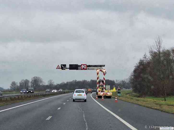 Rijstrook A7 van Leek richting Groningen afgesloten wegens spoedreparatie aan vangrail