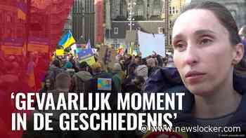 Drukte bij herdenkingsbijeenkomst oorlog Oekraïne op de Dam