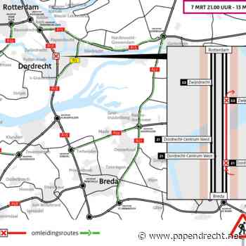 Werkzaamheden Drechttunnel (A16) richting Rotterdam van 7 tot 13 maart; forse hinder verwacht