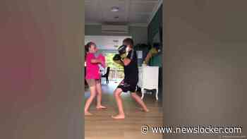 Coach Ava keeping big bro sharp with some padwork 🥊