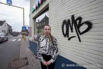 Verschillende gevels en bloembakken beklad met graffiti in Dworp