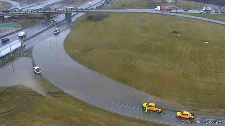 On-ramp to Highway 1 in the Fraser Valley flooded