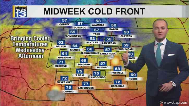Slightly cooler air moves into New Mexico by Thursday