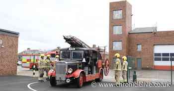 Vintage fire engine gets guard of honour on way to new home at Beamish