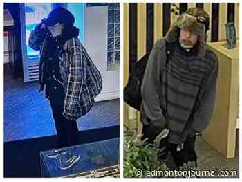 Police seek tips to identify two suspects in central Edmonton cannabis store robberies