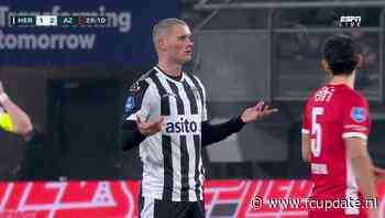 Grote verbazing bij Luka Kulenovic, nadat hij Wouter Goes met pijn op de grasmat achterlaat