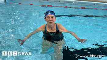 Woman repeats feat of being first to swim at pool
