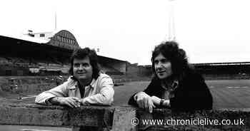 A BBC TV Likely Lad standing on the Gallowgate End terraces at St James’ Park in 1972