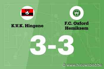 Hingene en Oxford Hemiksem eindigen op 3-3-gelijkspel
