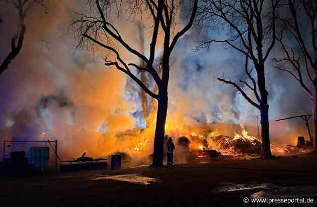 FW Neukirchen-Vluyn: Feuerwehr Neukirchen-Vluyn unterstützt bei Großeinsatz in Krefeld - Gefahr für rund 40 Pferde gebannt