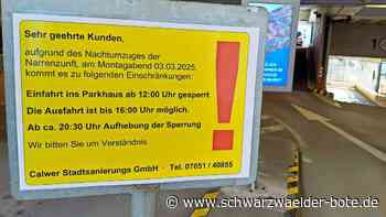 Einfahrt gesperrt: Ins Parkhaus Calwer Markt kommt bis zum Abend keiner mehr rein