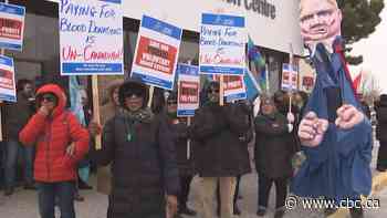 Dozens rally against paid plasma donation clinic in Whitby, Ont., calling practice unethical