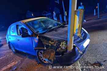 Car written off after smashing into traffic light in town centre