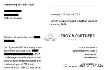 Stadsbestuur waarschuwt voor phishing-mail