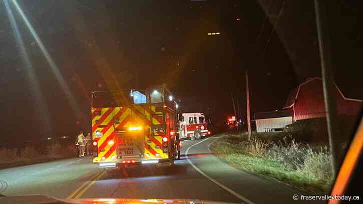 Driver flees after striking utility pole, road sign Saturday night: Chilliwack RCMP