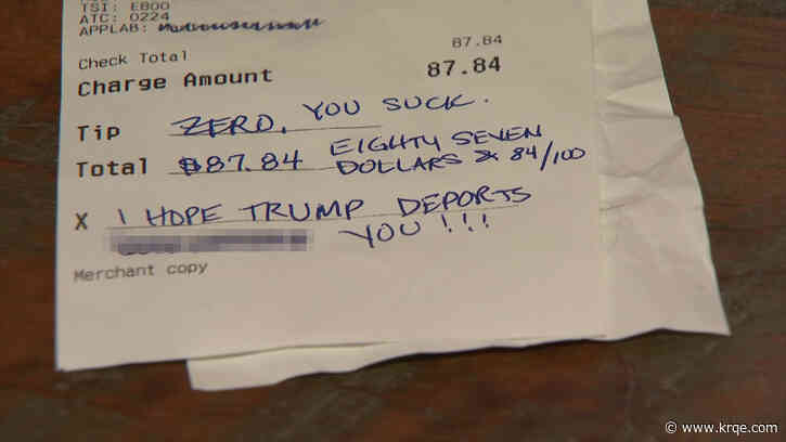 Hateful message left on Ohio restaurant receipt results in outpouring of support, staff says