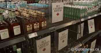 As B.C. stores pull red state liquor from shelves, Eby says tariff war will cost U.S.