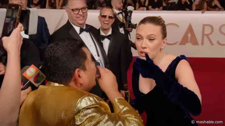 Guillermo shares inventively-smuggled tequila with celebrities on the Oscars red carpet