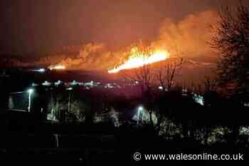 Firefighters tackle huge blaze on Welsh mountain