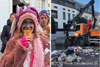 LIVE AALST CARNAVAL. Stad trakteert laatste feestvierders na drie dagen carnaval met koffiekoeken, opkuis van Grote Markt al begonnen