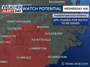 ⚠️WRAL Weather Alert Day⚠️ Tornado Watch now in effect for the Triangle & several other counties as NC braces for rare Level 3 risk for severe storms