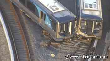 Video shows derailed Metrorail train at railyard near MIA