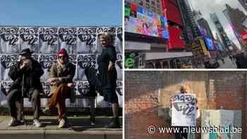 Poster van Antwerps daklozenproject Radio (z)Onderdak te zien op Times Square in New York: “We kaarten een globaal probleem aan”