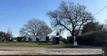 Film crews take over field near village pub for mysterious production