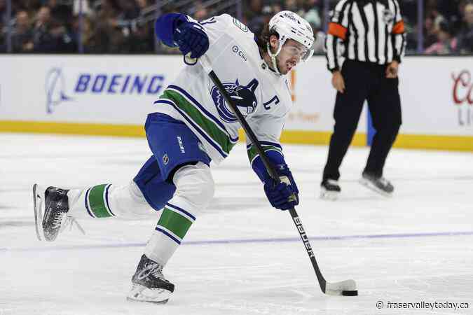 Canucks captain Quinn Hughes to miss game vs. Ducks with lower-body injury