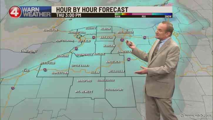Strong wind gusts, with a coating of snow Thursday