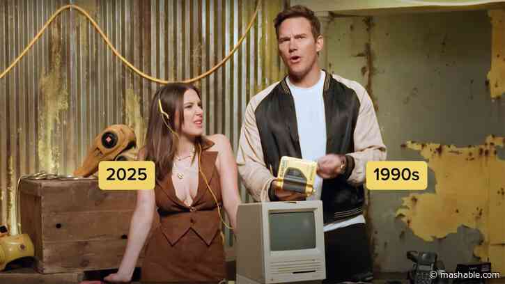 Millie Bobby Brown being shown 90s tech by Chris Pratt is a fun time
