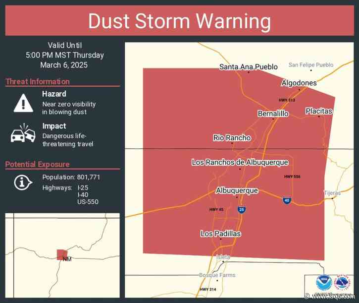 Dust Storm Warning issued for Albuquerque-metro area