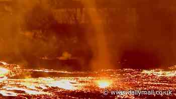 Tornado of piping hot LAVA spotted spinning above erupting US volcano