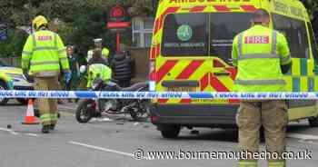 LIVE: Road closed after crash involving car and motorcycle