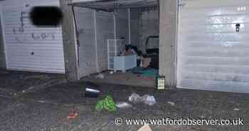 Garages ransacked and sprayed with crude graffiti