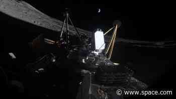 Private Intuitive Machines moon lander fell over inside crater at lunar south pole, photo reveals