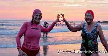 Hundreds mark International Women's Day with 'Sunrise Dip' at popular Tynemouth beach