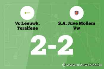Leeuwkens Teralfene B speelt gelijk in thuiswedstrijd tegen Juve Mollem