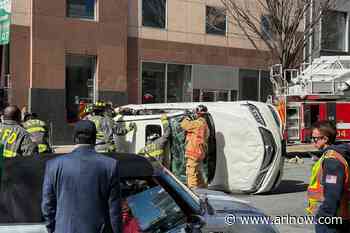 Crash leaves SUV on its side in Clarendon