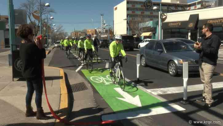 City celebrates new bike lanes along Central Ave. in downtown Albuquerque