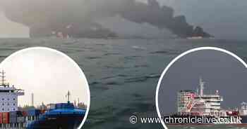 Oil tanker and cargo ship collide in North Sea as major fire breaks out