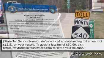 Beware this scam: NC won't send text about a toll bill