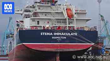 Tanker hired by US military ablaze off UK after hit by container ship