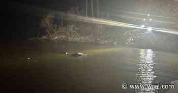 Truck submerged in Falls Lake after Durham County chase