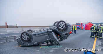 Auto überschlägt sich auf der A3 im Kreis Bamberg - Gaffer sorgen bei schwieriger Rettung für Ärger