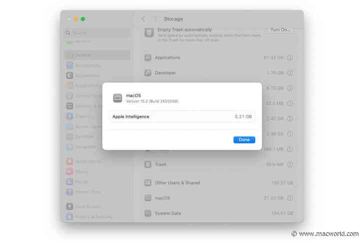 macOS 15.4 makes it harder to see how much storage Apple Intelligence uses